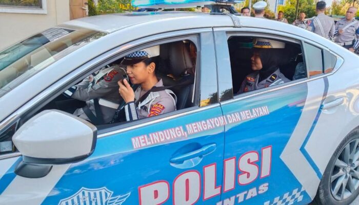Patroli PJR – Polwan Gencar Berikan Imbauan Tertib Lalu Lintas di Kota Kendari
