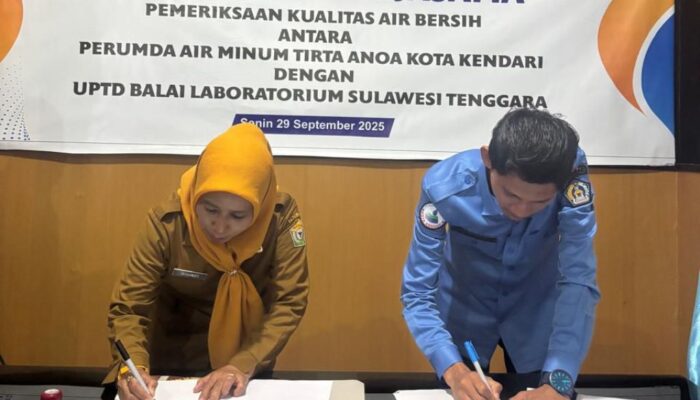 Tingkatkan Kualitas Air Bersih, PDAM Tirta Anoa Kendari Jalin Kerjasama dengan UPTD Balai Labkesda Sultra