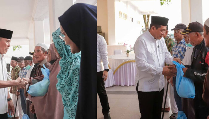 Gubernur Sultra Bagi Sembako Lansia Sekaligus Ingatkan Jajaran Soal Ketepatan Mudik Gratis