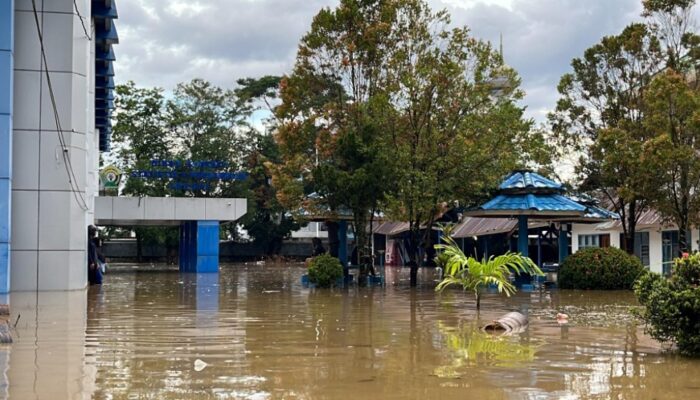 Kantor Diskominfo Sultra Terendam Banjir, Sejumlah Mobil Dinas Terjebak Karena Sopir WFH