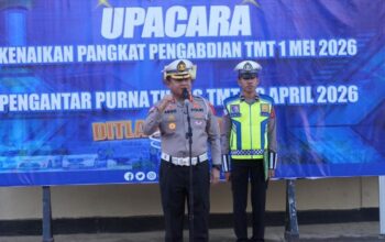 Dirlantas Polda Sultra Pimpin Upacara Kenaikan Pangkat dan Purna Tugas Personel Lantas