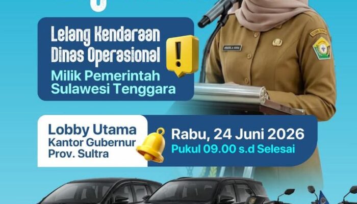 Pemprov Sultra Segera Lelang Kendaraan Dinas Operasional, Terbuka untuk Masyarakat