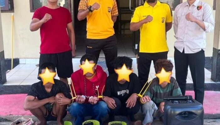 Polsek Sawa Bongkar Sindikat Pencurian Lintas Desa, 4 Pelaku Remaja Dibekuk satu Buron